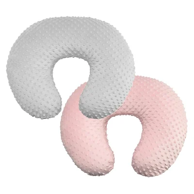 Minky Nursing Pillow Cover by Owlowla, Silver Gray and Blush