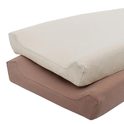 Muslin Changing Pad Covers, Two-Pack by Owlowla, Natural and Caramel