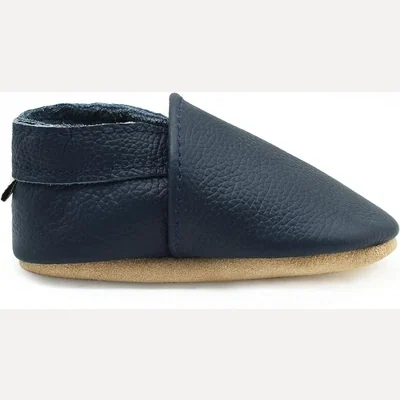 Soft Sole Leather Baby Shoes by Owlowla, Navy Blue