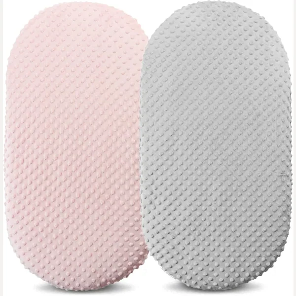 Minky Bassinet Sheets by Owlowla, Grey and Pink