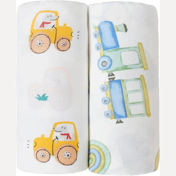 Muslin Swaddle Blankets, Two-Pack by Owlowla, Baby Boy and Dino