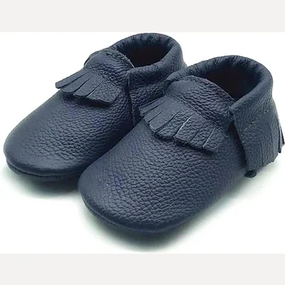 Leather Baby Moccasins by Owlowla, Navy