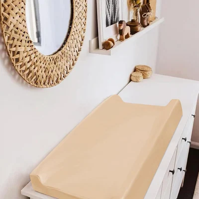 Wipe-Clean Changing Pad Cover by Owlowla, Beige
