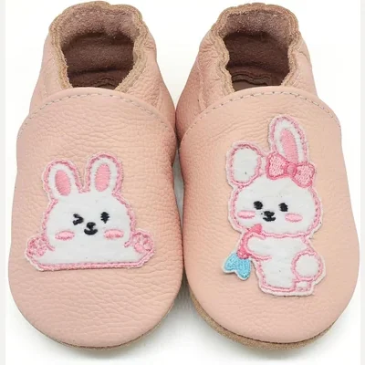 Embroidered Leather Crib Shoes by Owlowla, Rabbit