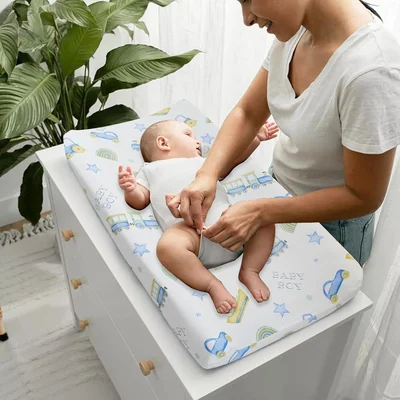 Printed Muslin Changing Pad Cover by Owlowla, Baby Boy and Dino