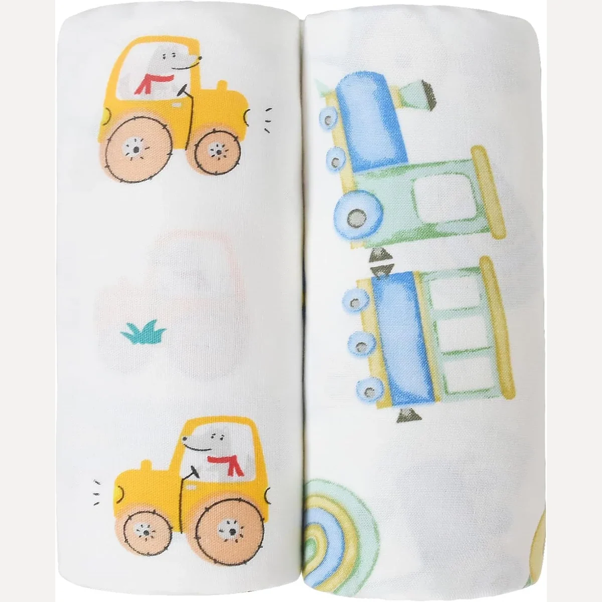 Muslin Swaddle Blankets, Two-Pack by Owlowla, Baby Boy and Dino