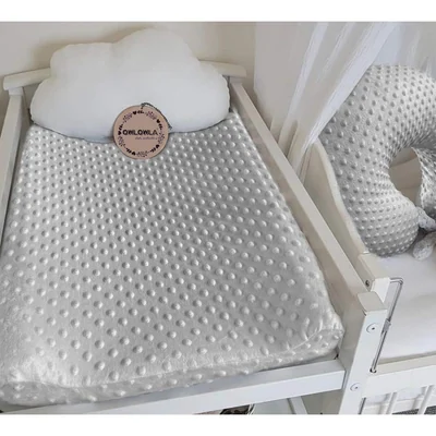 Minky Changing Pad Covers by Owlowla, Minky-grey and Pink