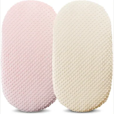 Minky Bassinet Sheets by Owlowla, Cream and Pink