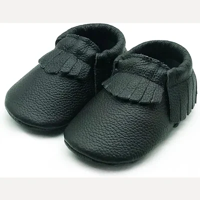Leather Baby Moccasins by Owlowla, Black
