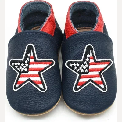 Embroidered Leather Crib Shoes by Owlowla, American Flag