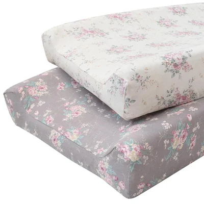 Printed Muslin Changing Pad Cover by Owlowla, Cream and Mauve Floral