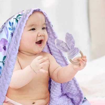 Double-Layer Minky Baby Blanket by Owlowla, Purple Floral