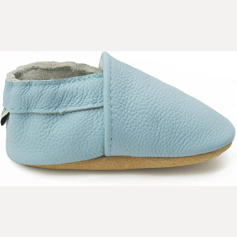 Soft Sole Leather Baby Shoes by Owlowla, Baby Blue