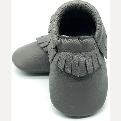 Leather Baby Moccasins by Owlowla, Slate