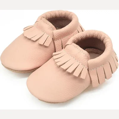 Leather Baby Moccasins by Owlowla, Blush